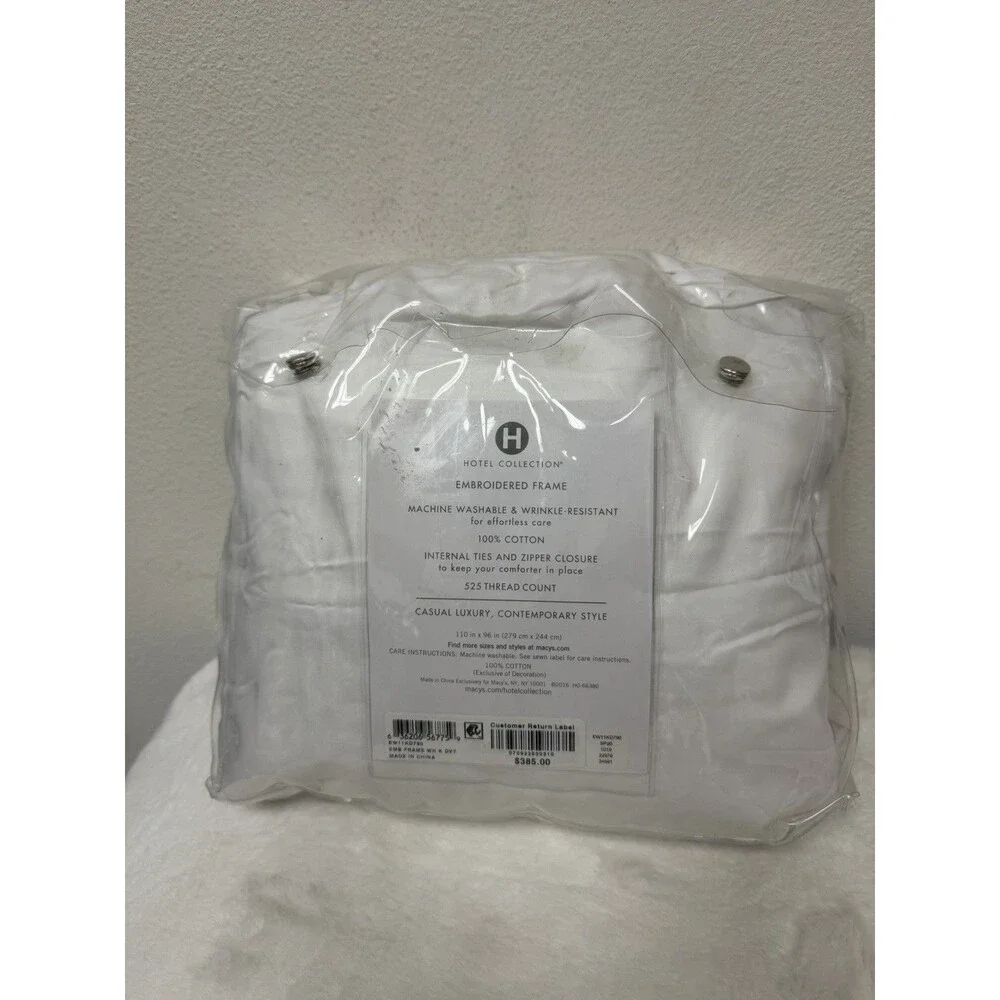 Hotel Collection Embroidered Frame White KING Duvet Cover